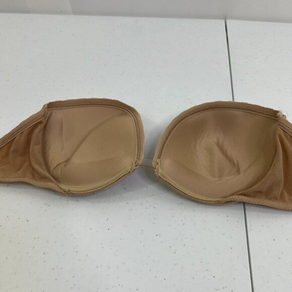 Very Sexy Victorias Secret Strapless Bra 36D Plunge Wire‎ Pushup Nude Beige Skin - Picture 6 of 12